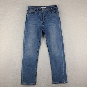 Levi's Jeans Womens 29x28 Blue Wedige Straight Button Fly Medium Wash Denim *